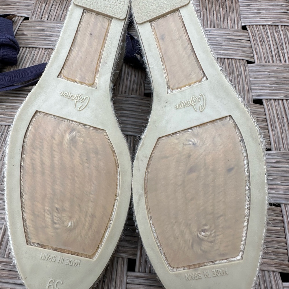NWOB Castaner Espadrille Wedges Navy/Tan 3” heel front platform - Picture 9 of 11